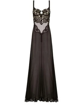 Dolce & Gabbana | 带蕾丝胸衣的长款真丝雪纺连衣裙 