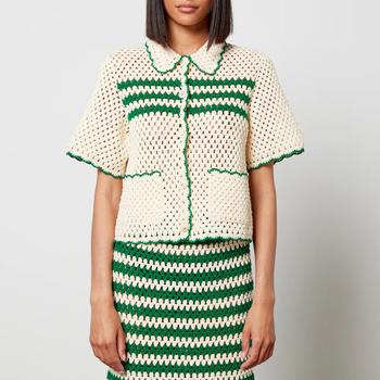 推荐Baum Und Pferdgarten Women's Cayley Knitted Top - Crème Green Crochet商品
