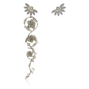 Burberry | Long Crystal Half-daisy Drop Earring And Stud Set In Iris Yellow商品图片,2.4折, 满$275减$25, 满减
