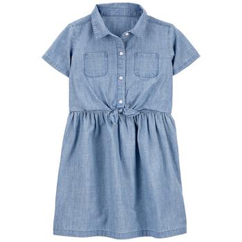 Carter's | Little Girls Short Sleeve Chambray Shirt Dress商品图片,6折×额外8.5折, 额外八五折