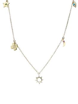 商品Luna Good Luck 14K Gold & Multi-Gemstone Charm Necklace图片