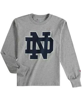 CHAMPION | Big Boys and Girls Heathered Gray Notre Dame Fighting Irish Primary Logo Long Sleeve T-shirt,商家Macy's,价格¥231