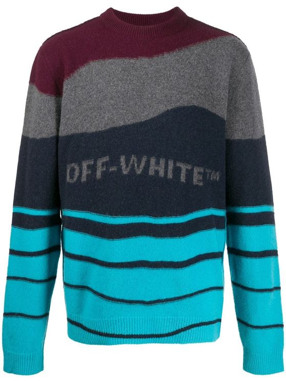 推荐OFF-WHITE 条纹针织羊毛衫毛衣 男款拼色商品