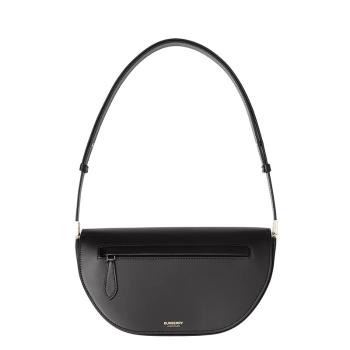 Burberry | 【预售3-7天】BURBERRY/博柏利 2020秋冬新款Olympia系列 黑色滑面皮革半月形复古腋下包单肩包商品图片,8折, 包邮包税