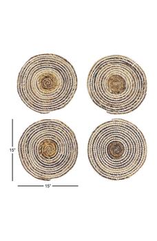 商品GINGER BIRCH STUDIO | Striped Brown Banana Leaf Round Wicker Placemat - Set of 4,商家Nordstrom Rack,价格¥295图片