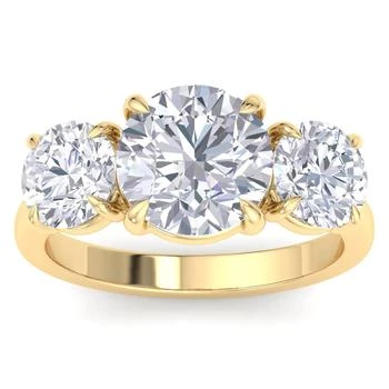 SSELECTS | 5 Carat Round Lab Grown Diamond Three Stone Engagement Ring In 14k Yellow Gold (g-h, Vs2),商家Premium Outlets,价格¥27531