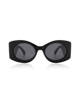 推荐Black Oversized Cat Eye Women's Sunglasses w/Quilted Effect Temples商品