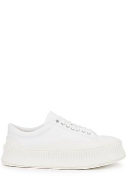 Jil Sander | White flatform canvas sneakers商品图片,