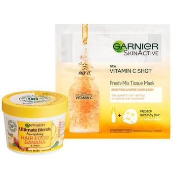 Garnier-Thiebaut, Garnier | Garnier Ultimate Blends Hair Food Banana Mask & Vitamin C Sheet Mask Set商品图片 6.7折