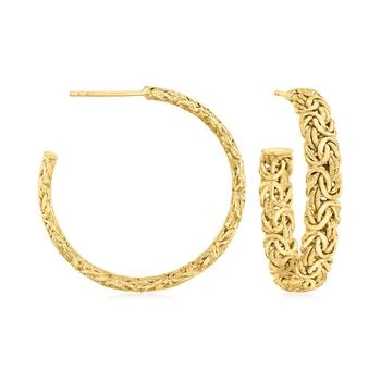 Canaria Fine Jewelry | Canaria 10kt Yellow Gold Textured and Polished Byzantine C-Hoop Earrings,商家Premium Outlets,价格¥3997