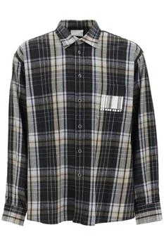 推荐Vtmnts barcode print check flannel shirt商品