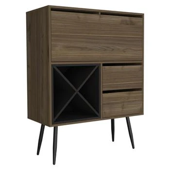 Depot E-Shop | DEPOT E-SHOP Thistle Bar-Two Drawers, Four Double Racks, One Cabinet-Mahogany/Black, For Living Room,商家Premium Outlets,价格¥1713