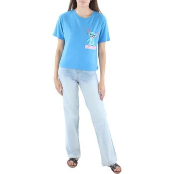 推荐Disney Womens Juniors Stitch Graphic Short Sleeves T-Shirt商品