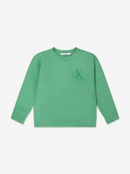 Calvin Klein | Boys Interlock Pique Sweatshirt in Green 5折×额外9折, 额外九折