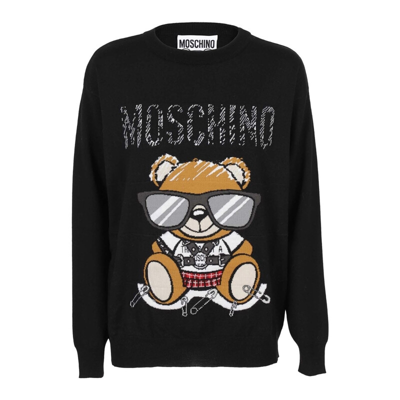 时尚莫斯奇诺卫衣女装, Moschino | MOSCHINO 女士黑色印花棉质圆领卫衣 A0931-5508-1555商品图片 满$100享9.5折, 满折