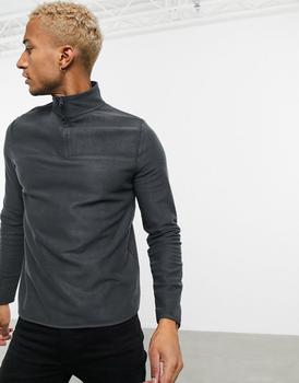ASOS | ASOS DESIGN polar fleece sweatshirt with half zip in charcoal grey商品图片,7.5折
