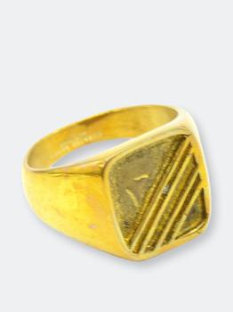 推荐Antique Brass Square Striped Ring Brass (Gold)商品