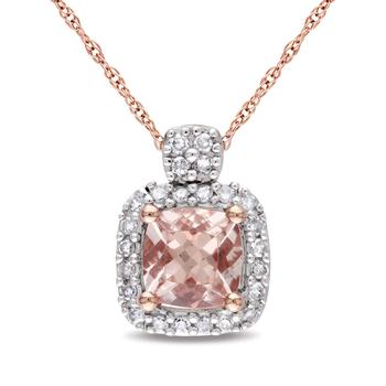 商品Julianna B | Morganite and Diamond Halo Necklace in 10k Rose Gold,商家Lord & Taylor,价格¥4315图片