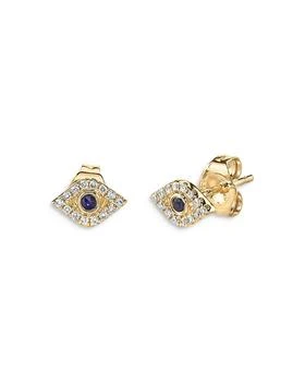 Sydney Evan | 14k Yellow Gold Blue Sapphire & Diamond Evil Eye Stud Earrings,商家Bloomingdale's,价格¥5506