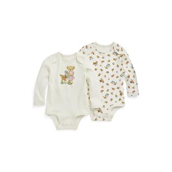 商品Ralph Lauren | Baby Girls Polo Bear Cotton Long Sleeves Bodysuits, 2 Pieces,商家Macy's,价格¥381图片