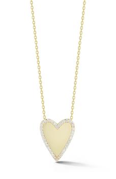 商品14K Yellow Gold Vermeil CZ Halo Heart Pendant Necklace图片