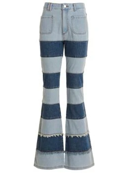 推荐Andersson Bell Mahina Patchwork-Stripe Wide-Leg Jeans商品
