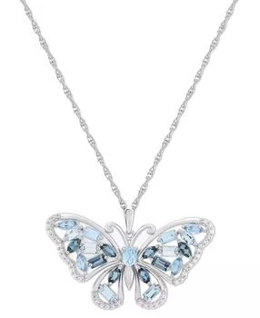 Macy's | Blue Topaz (2-1/4 ct. t.w.) & Lab-Grown White Sapphire (1/5 ct. t.w.) 18" Pendant Necklace in Sterling Silver (Also in Amethyst),商家Macy's,价格¥982