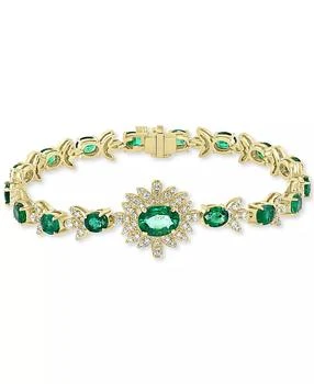 Effy | EFFY® Emerald (6-3/8 ct. t.w.) & Diamond (1-1/5 ct. t.w.) Link Bracelet in 14k Gold,商家Macy's,价格¥28219