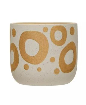 Storied Home | Hand-Painted Stoneware Planter with Gold-Tone Design, Holds 5" Pot,商家Macy's,价格¥262