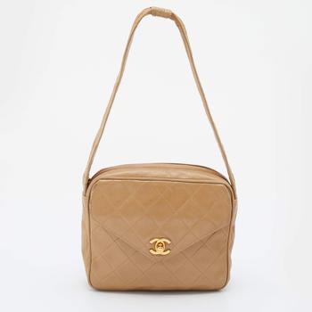 香奈儿122单肩包, [二手商品] Chanel | Chanel Beige Quilted Leather Vintage Camera Bag商品图片 