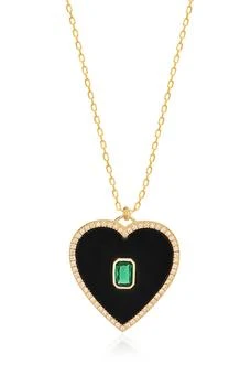 Gabi Rielle | 14K Gold Plated Sterling Silver Enamel & CZ Heart Pendant Necklace,商家Nordstrom Rack,价格¥413