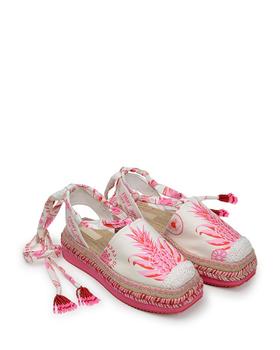 推荐Women's Pink Fruit Juice Lace Up Ankle Tie Espadrille Flats商品