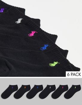 Ralph Lauren | Polo Ralph Lauren 6 pack low cut ankle trainer socks in black商品图片,