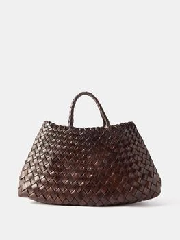 推荐Santa Croce small woven-leather tote bag商品