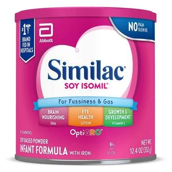 Similac | Similac Soy Isomil 无乳糖大豆配方婴儿奶粉1段 352g,商家Walgreens,价格¥187