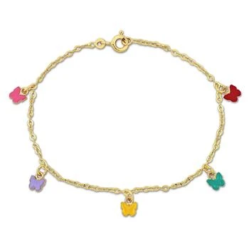Mimi & Max | Mimi & Max Children's Multi-color Enamel Butterfly Charm Rolo Chain Bracelet in 14k Yellow Gold - 6+0.5 in.,商家Premium Outlets,价格¥1604