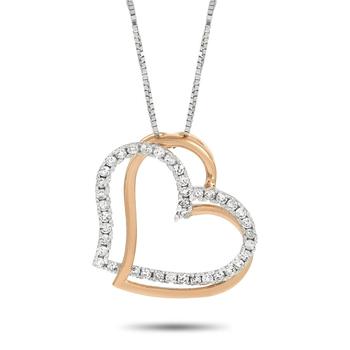 商品LB Exclusive | 14K White and Rose Gold 0.25 ct Diamond Heart Necklace,商家Jomashop,价格¥3111图片