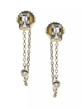 Anzie | Cléo 14K Yellow Gold, Clear Topaz & 0.06 TCW Diamond Chain Earrings,商家Saks Fifth Avenue,价格¥5626