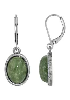 1928 Jewelry | Silver Tone Jade Oval Drop Earrings,商家Belk,价格¥236