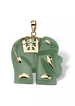 商品Genuine Jade 14k Gold Good Fortune Elephant Pendant,商家Belk,价格¥878图片