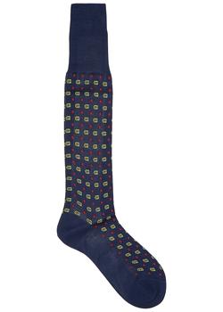 Gucci | Navy GG-intarsia cotton-blend knee-high socks商品图片,