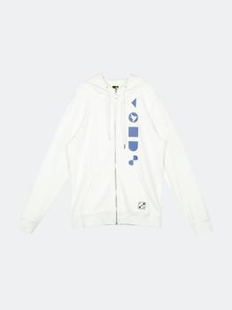 product Mock Neck Zip Up Hoodie with Print in White image