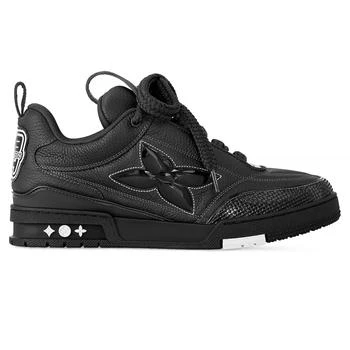 推荐Louis Vuitton LV Skate Grained Leather Trainer Black Sneaker商品