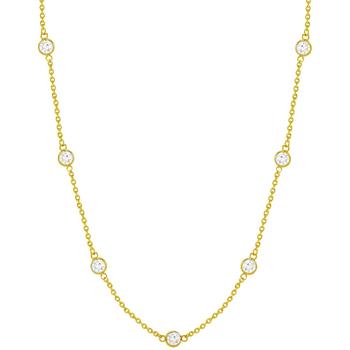 Essentials | Cubic Zirconia Station 24" Statement Necklace in Silver or Gold Plate商品图片,3.5折