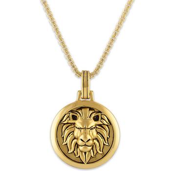 Esquire Men's Jewelry | Lion Amulet 24" Pendant Necklace in 14k Gold-Plated Sterling Silver, Created for Macy's商品图片,6折