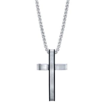 推荐Modern Cross 24" Pendant Necklace in Stainless Steel商品