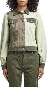 Ganni | Overdyed Five Pockets Cotton Denim Jacket In Forest Night,商家Premium Outlets,价格¥1485