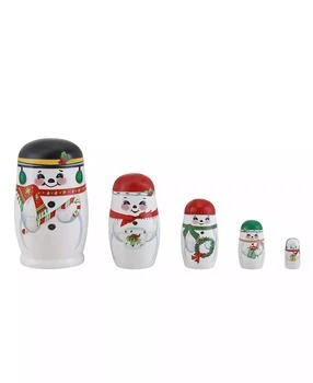 Mr. Christmas | Snowman Family Nesting Wood Figurines, Set of 5,商家Macy's,价格¥258