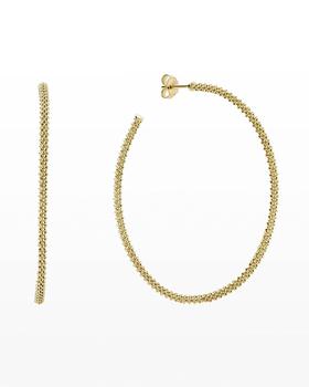 商品18k Gold Caviar Beaded Hoop Earrings, 50mm图片