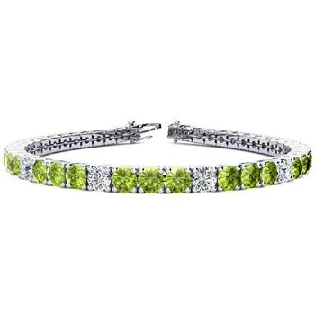 SSELECTS | 11 1/5 Carat Peridot And Diamond Alternating Tennis Bracelet In 14 Karat White Gold, 8 1/2 Inches,商家Premium Outlets,价格¥31021